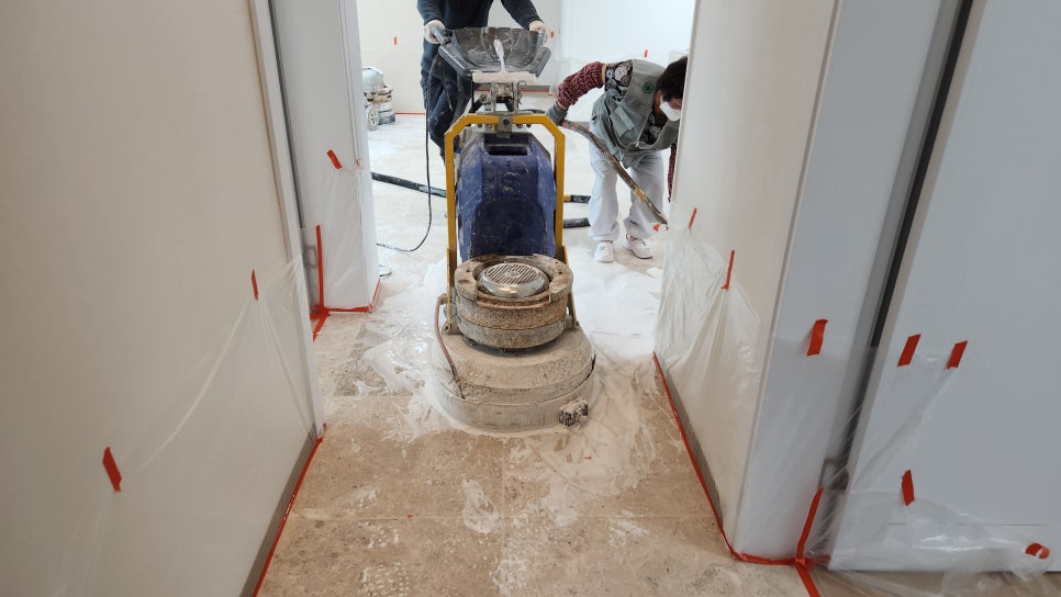 인천 에코메트로 거실대리석 연마 & 테낙스줄눈